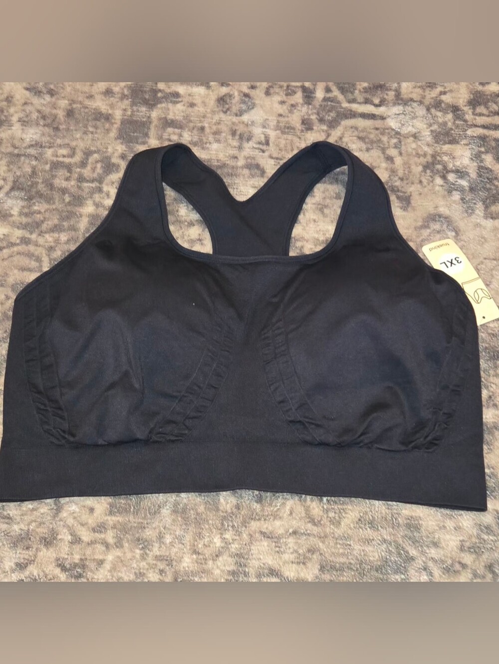 NWT Seamless Black Racerback Sports Bra - Comfort Support 3XL Truekind